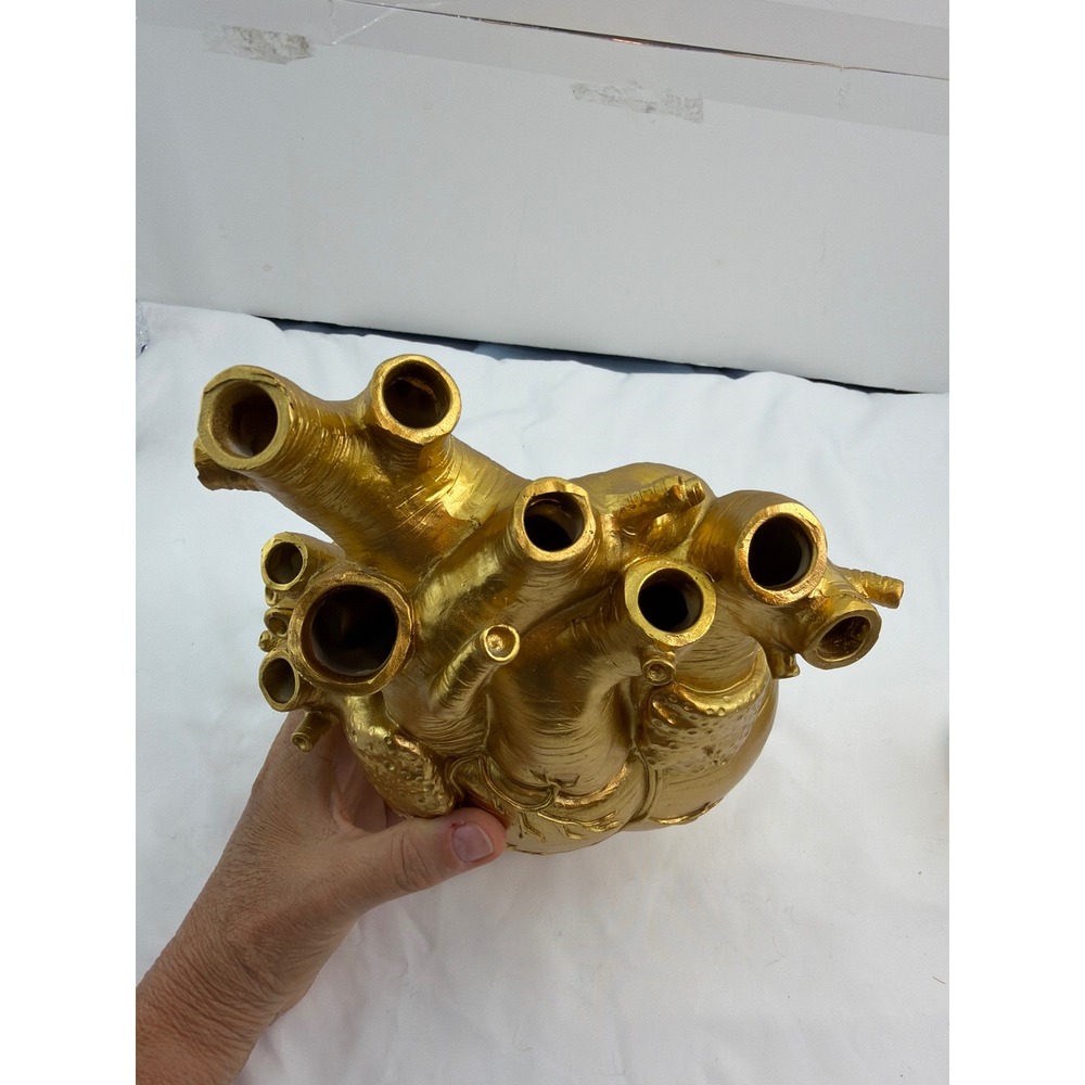 Unbranded Anatomical Heart Vase Large Gold Excellent Resin Medical Decor - Picture 3 of 5
